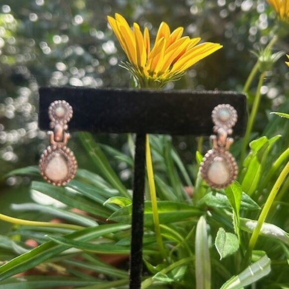 925 Q.T. Quoc Silver Opal Stone Dangle Earrings - Picture 4 of 8